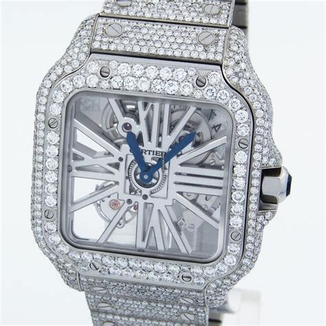 cartier santos skeleton 2018|cartier santos iced out price.